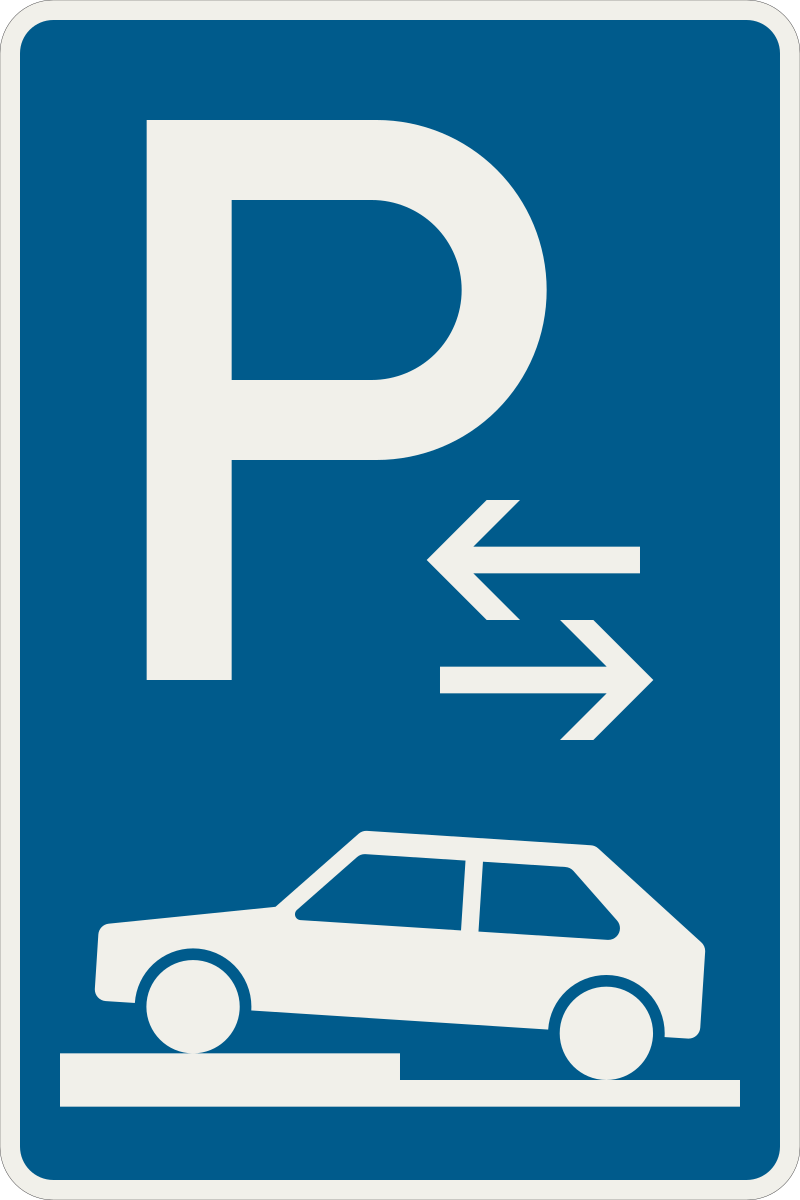 273 73 Parkovanie na chodniku priecne ciastocne umiestnenie sikmo pozdlzne vlavo priebeh platnosti.svg