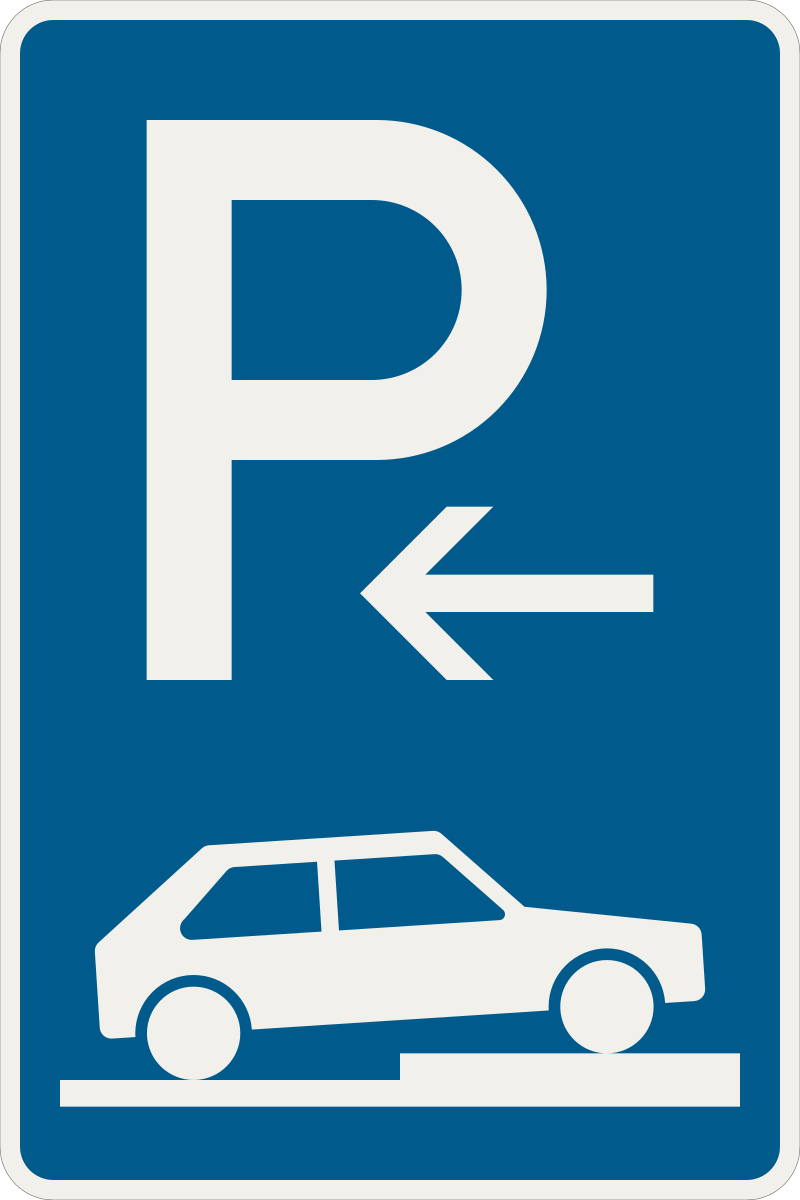 273 76 Parkovanie na chodniku priecne ciastocne umiestnenie sikmo pozdlzne vpravo zaciatok platnosti.svg