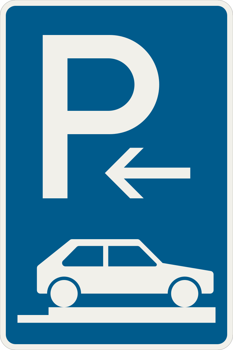 273 86 Parkovanie na chodniku priecne uplne umiestnenie sikmo pozdlzne vpravo zaciatok platnosti.svg