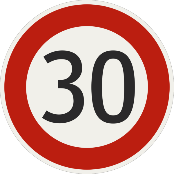 253 30 Najvyssia dovolena rychlost 30 kmh.svg