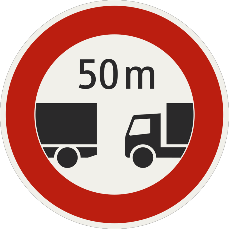256 50 Minimalna vzdialenost medzi vozidlami 50 m.svg