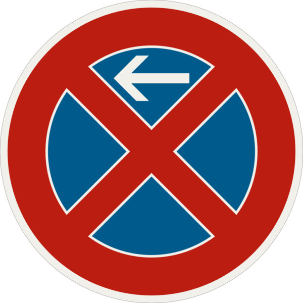 270 10 Zakaz zastavenia umiestnenie sikmo pozdlzne vpravo zaciatok platnosti.svg