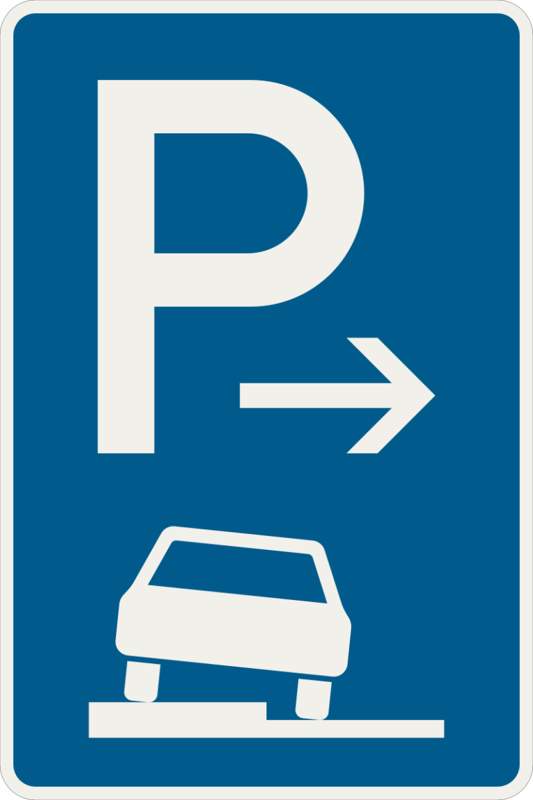 273 51 Parkovanie na chodniku ciastocne umiestnenie sikmo pozdlzne vlavo zaciatok platnosti.svg