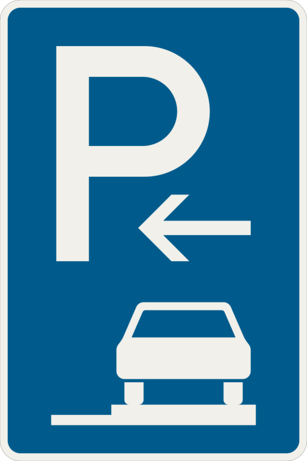273 66 Parkovanie na chodniku uplne umiestnenie sikmo pozdlzne vpravo zaciatok platnosti.svg