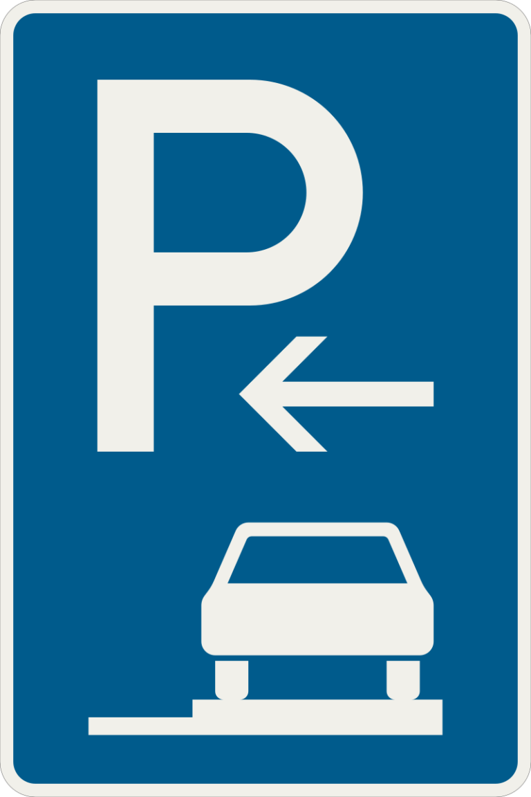 273 66 Parkovanie na chodniku uplne umiestnenie sikmo pozdlzne vpravo zaciatok platnosti.svg