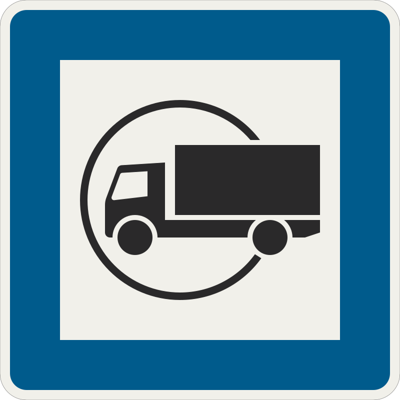 330 83 10 Sluzby bezpecne parkovisko pre nakladne vozidla smer jazdy dolava priamo a neutralne.svg