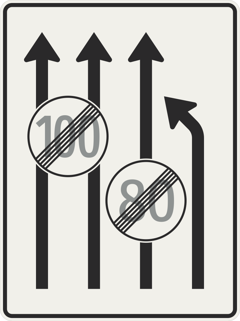 412 22 Znizenie poctu jazdnych pruhov vpravo pokracuju 3 pruhy regulacna znacka.svg